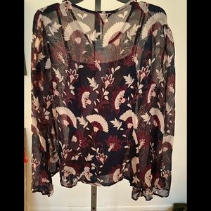 NWT, Lucky Brand Gauze Flowered Shirt
